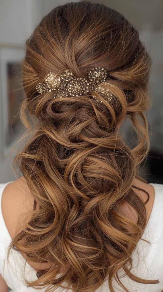 11. Low Curly Ponytail with Hair Wrap