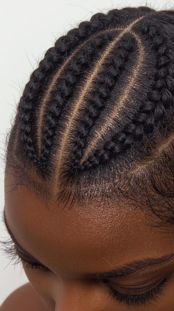 11. Small Cornrows with Middle Part