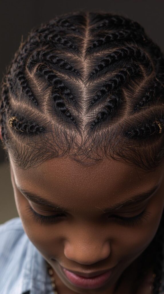 11. Small Cornrows with a Middle Part