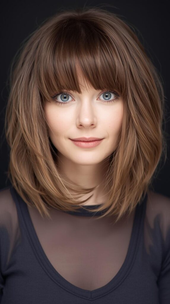 12. Layered Bob with Bangs