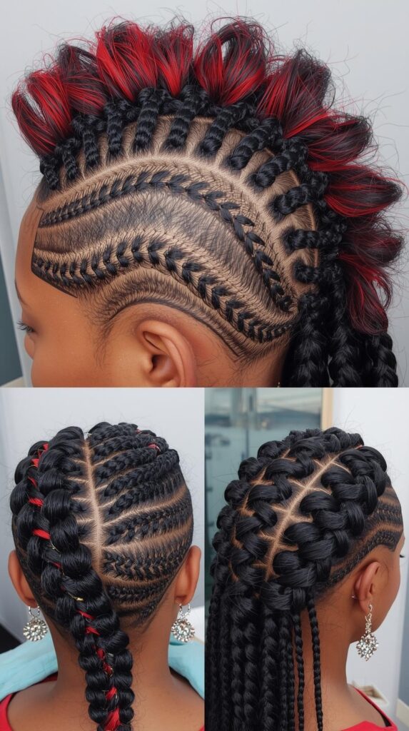12. Mohawk-Style or Side Cornrow Designs