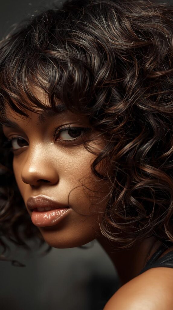 12. Wet-Look Curly Bob