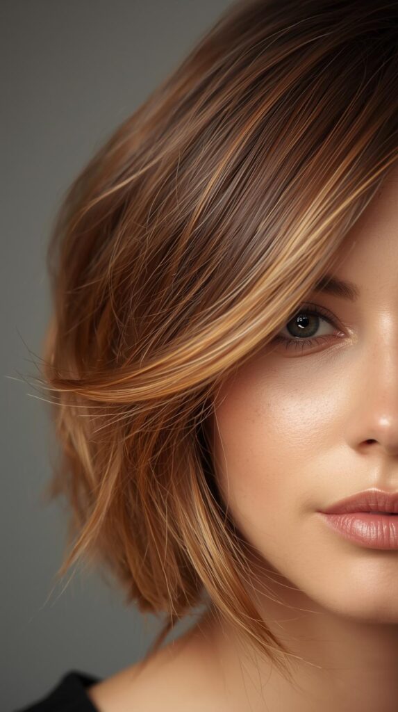 13. Caramel Ombre on Short Brown Hair