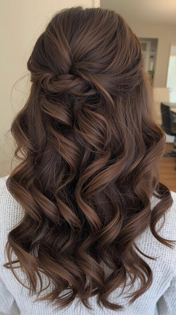 14. Half Up Bun with Natural Curls