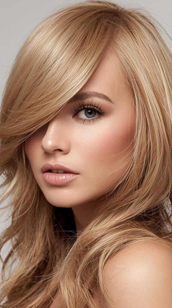 14. Honey Blonde Side-Part Wig