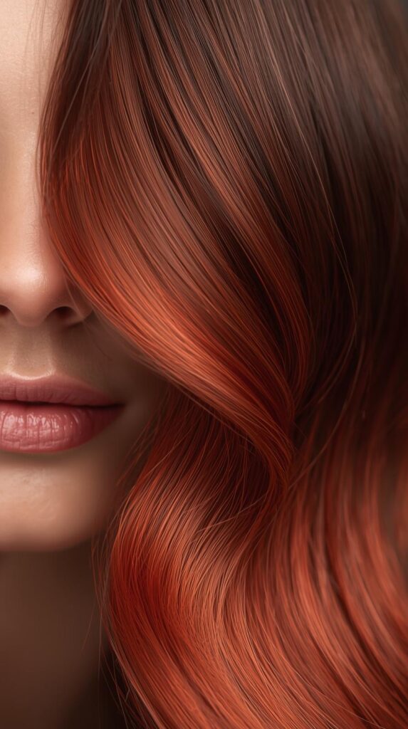 15. Dark Roots with Copper Tips