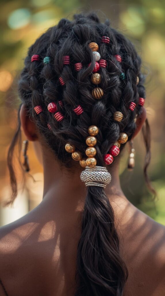 16. Ponytail with Beads or Cuffs