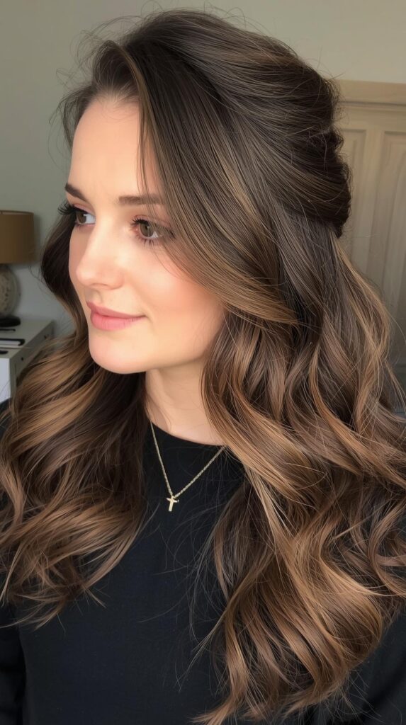 2. Curly Half Up Half Down Style
