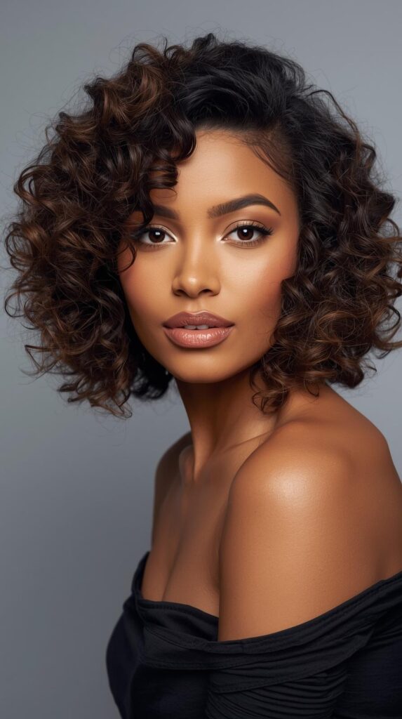2. Curly Textured Bob