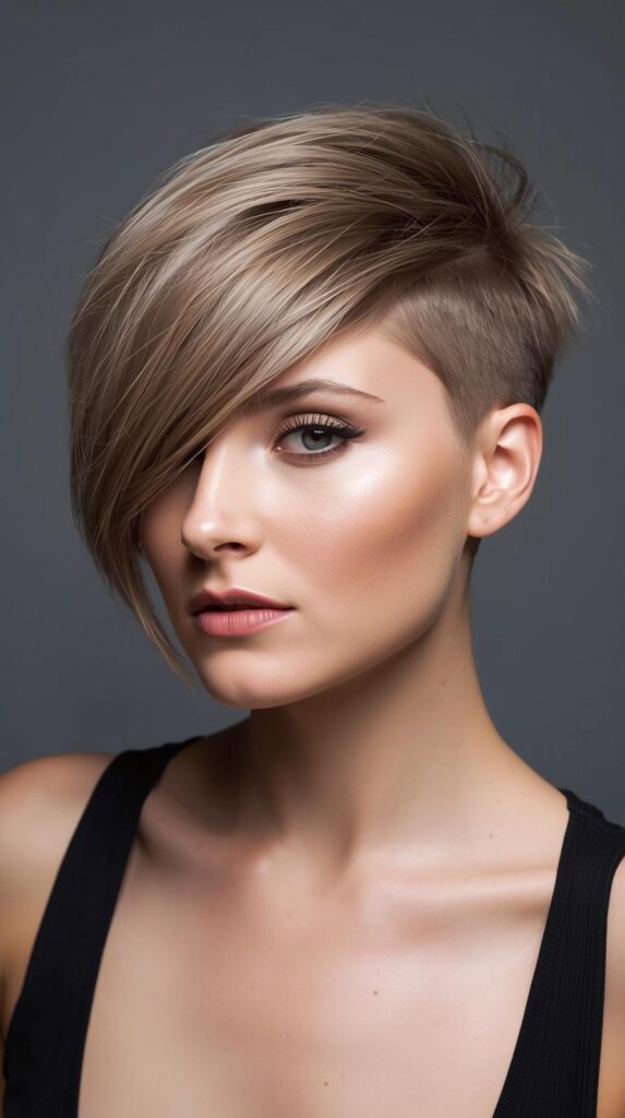 2. Undercut Asymmetrical Pixie with Side Sweep