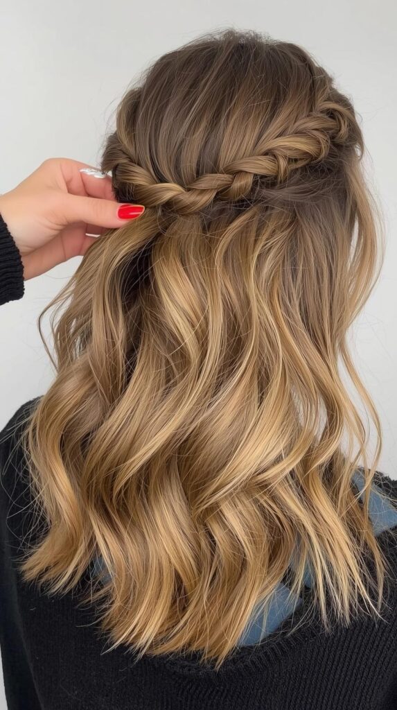 3. Braided Half Up Top Knot