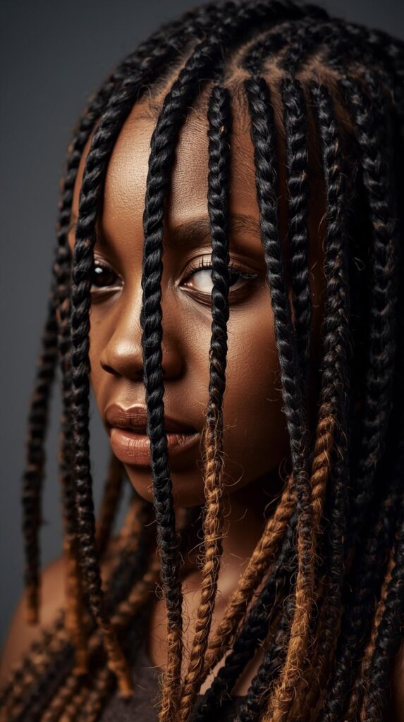 3. Chunky Cornrows with Natural Ends