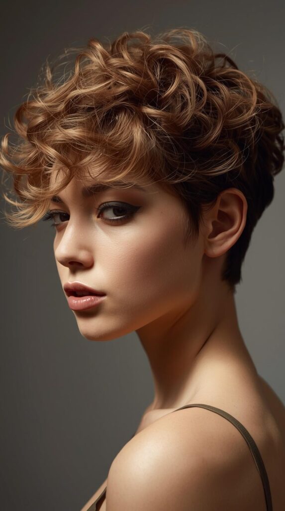 3. Curly Asymmetrical Pixie for Natural Texture