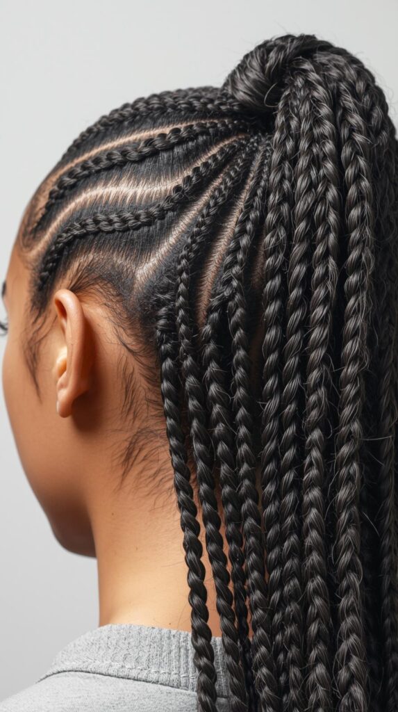4. Cornrow Ponytail