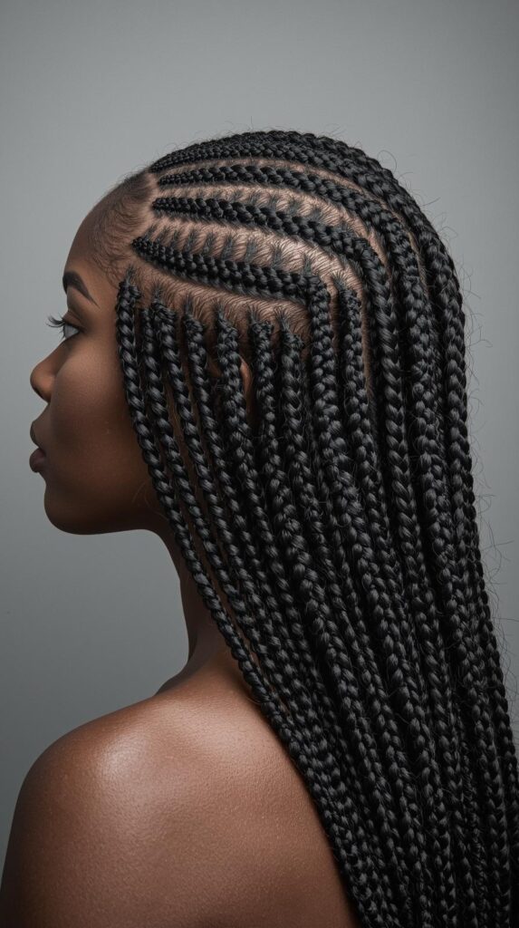 4. Half-Up, Half-Down Cornrows