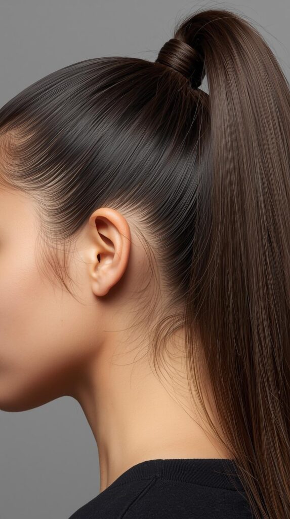 5. Faux Ponytail with Sleek Edges