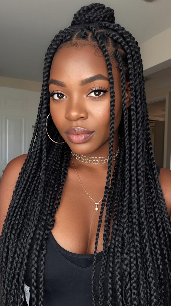 5. Half Up with Fulani Braids