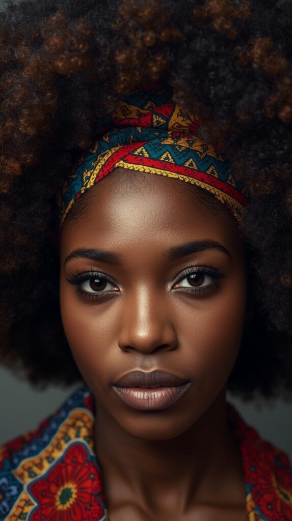 6. Afro with Headwrap