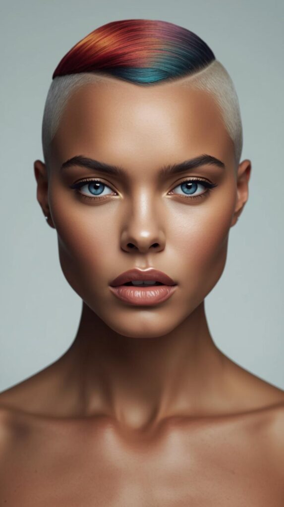 6. Bald Fade with Color Pop
