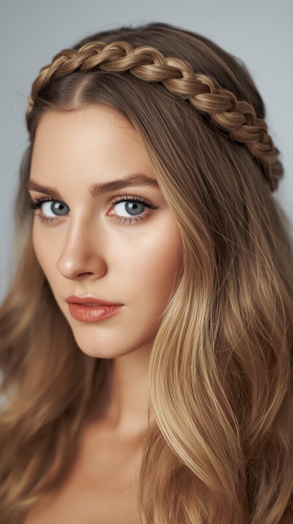 6. Braided Crown with Curls