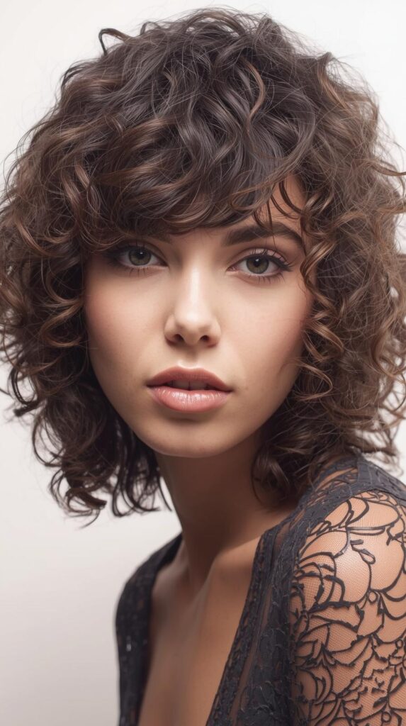 6. Curly Bob with Bangs