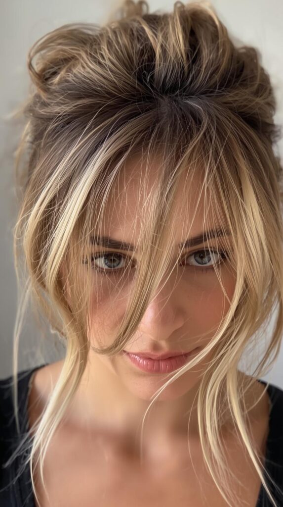 13. Messy Half Up Style