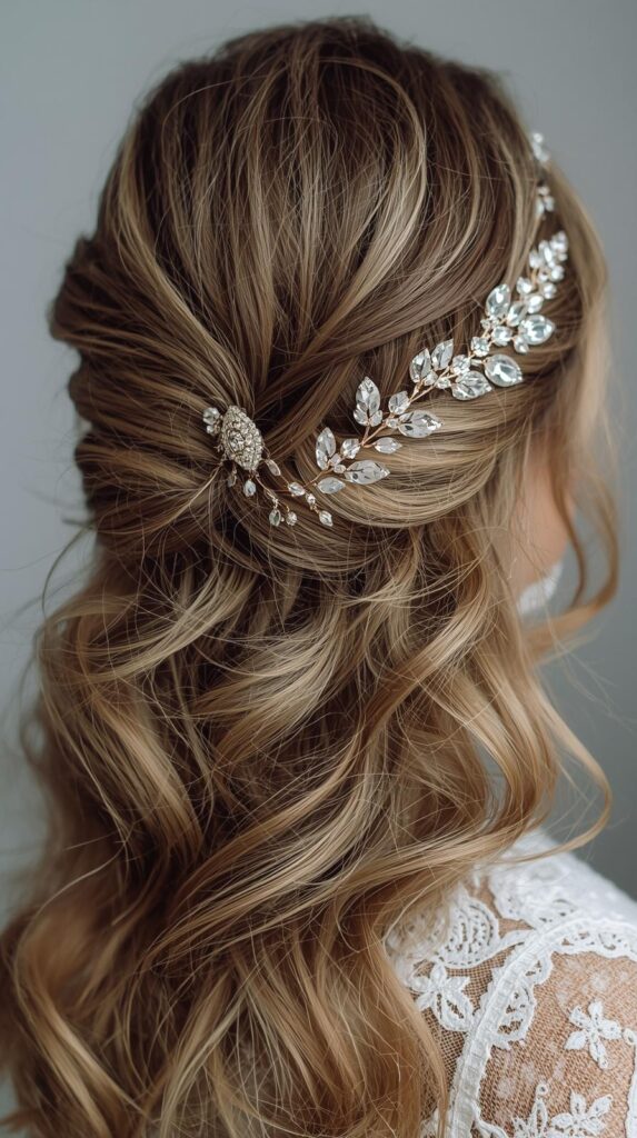 12. Half Updo with Hair Accessories