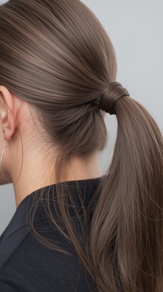 3. Sleek Straight Half Up Ponytail