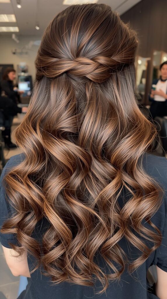 5. Curly Half Up with Volume