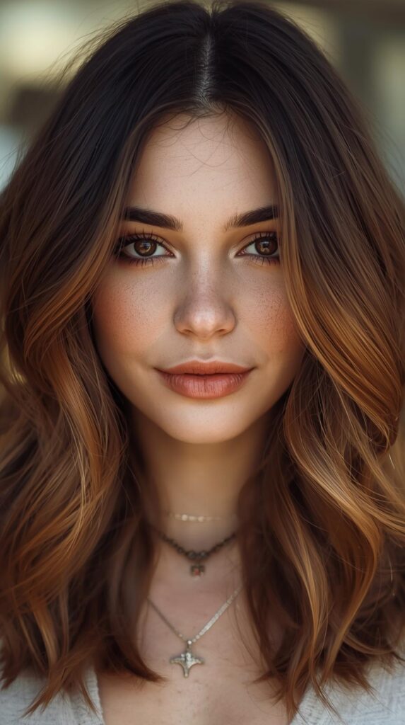 8. Deep Brunette Base with Honey-Caramel Touches