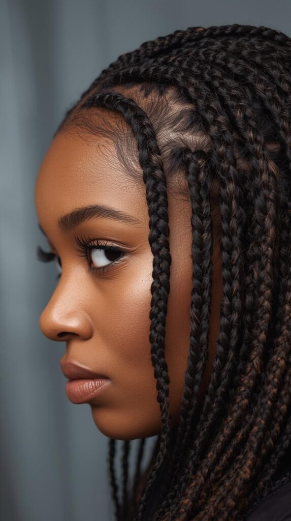 8. Half-Up, Half-Down Cornrows
