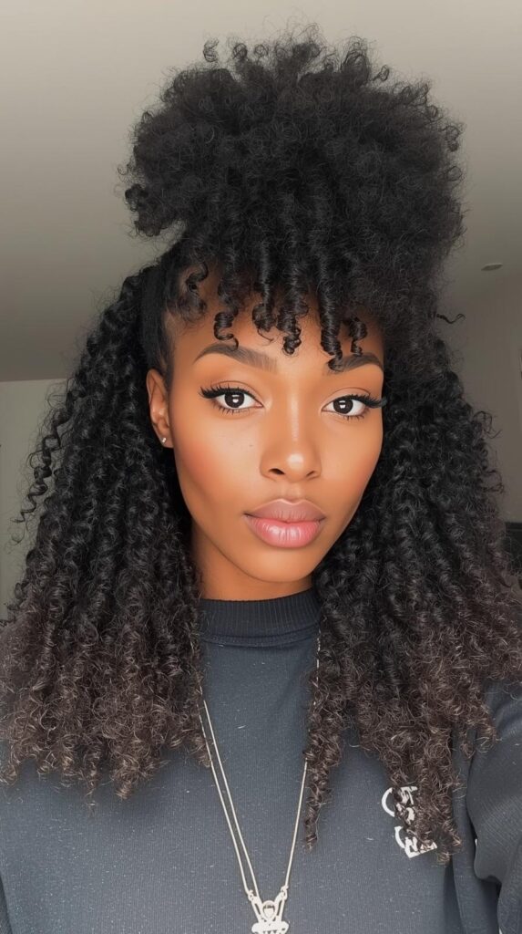 9. Afro Puff Half Up Half Down