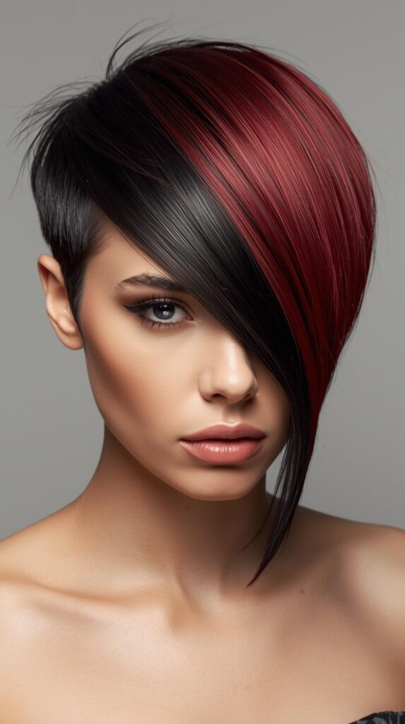 9. Bold Two-Tone Asymmetrical Pixie Cut