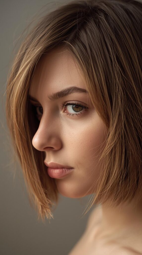 9. Textured Bob with Caramel Peekaboo Highlights