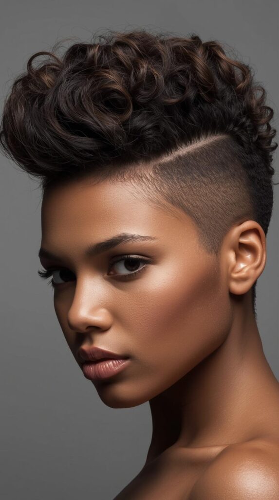 7. Frohawk with Defined Curls