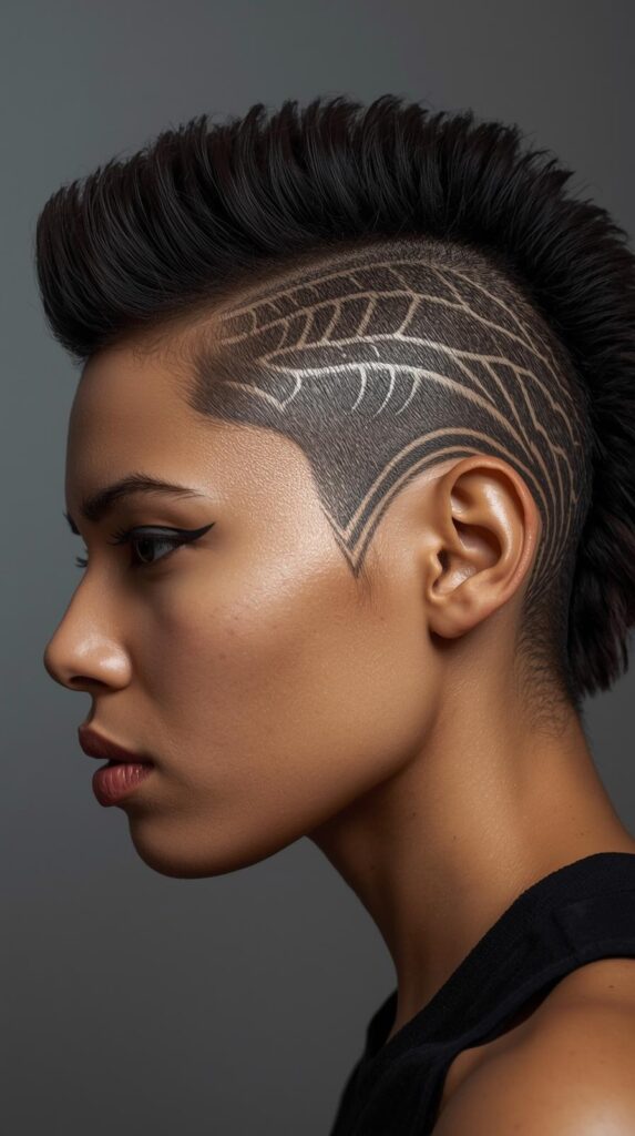 14. Shaved Design Mohawk