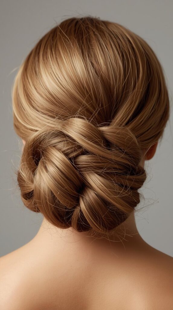 1. Elegant Twisted Updo with Curled Ends