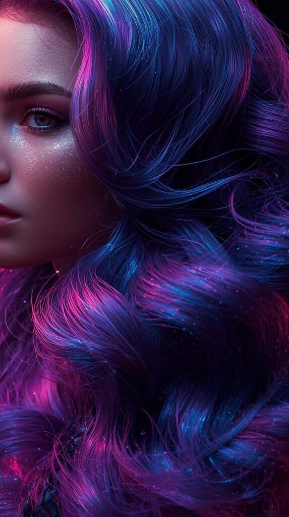 1. Glam Mermaid Waves with High-Shine Finish