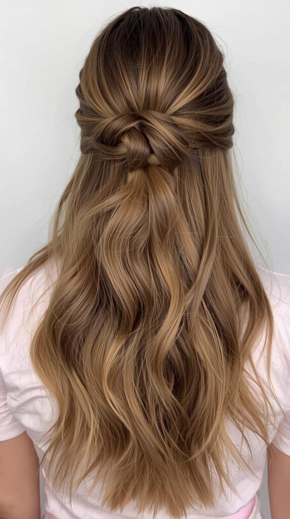 10. Bubble Ponytail Half-Up