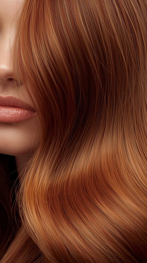 10. Cinnamon Copper Waves with Golden Highlights