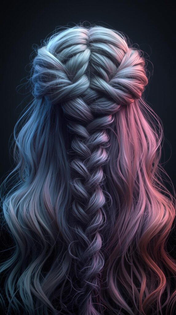 10. Half-Up Twist & Knot with Long Flowing Ends