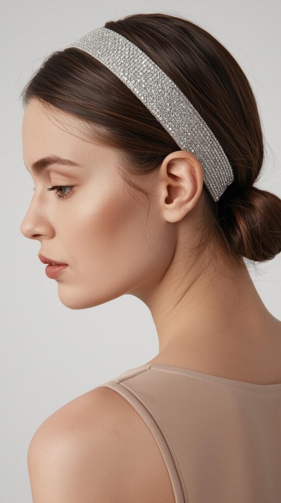 10. Slicked-Back Hair with Sparkle Headband