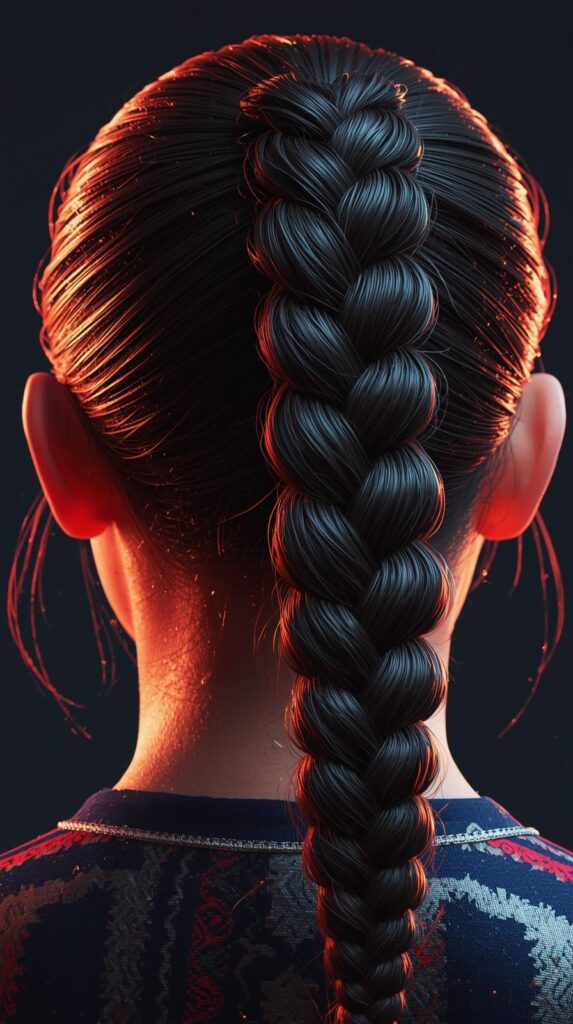 10. Textured Half Ponytail with Modern Twist Braid