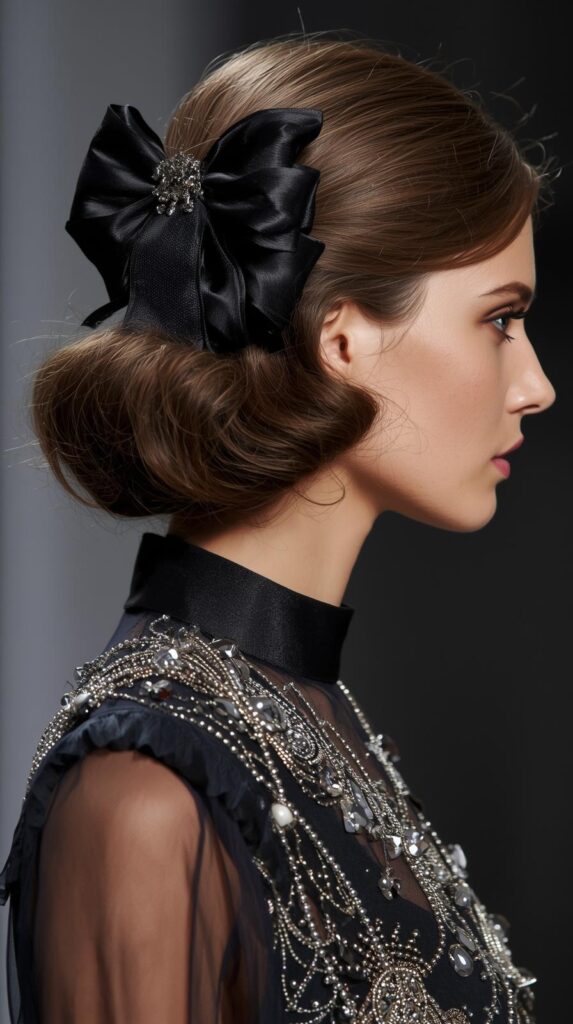 11. Half Up Half Down with Bow or Ribbon Accent
