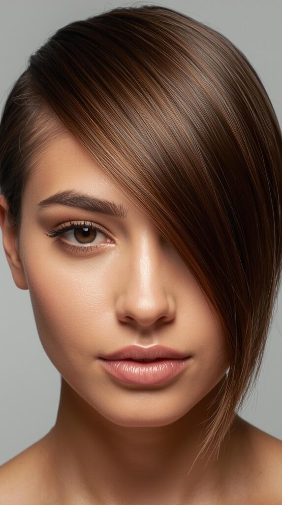 11. Sleek Wet-Look Hair with Middle Part