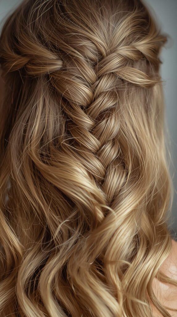 11. Waterfall Braid Into Loose Curls