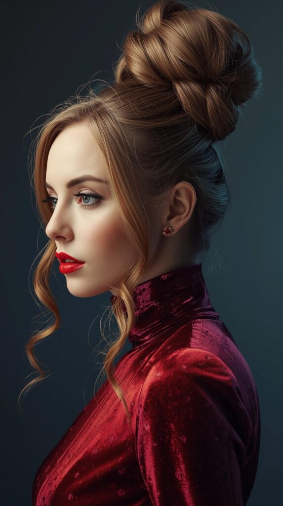 12. Glamorous Top Knot with Long Loose Ends