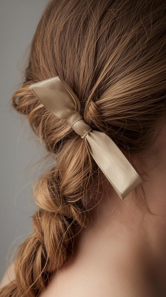 12. Side Braided Ponytail with Ribbon Detail