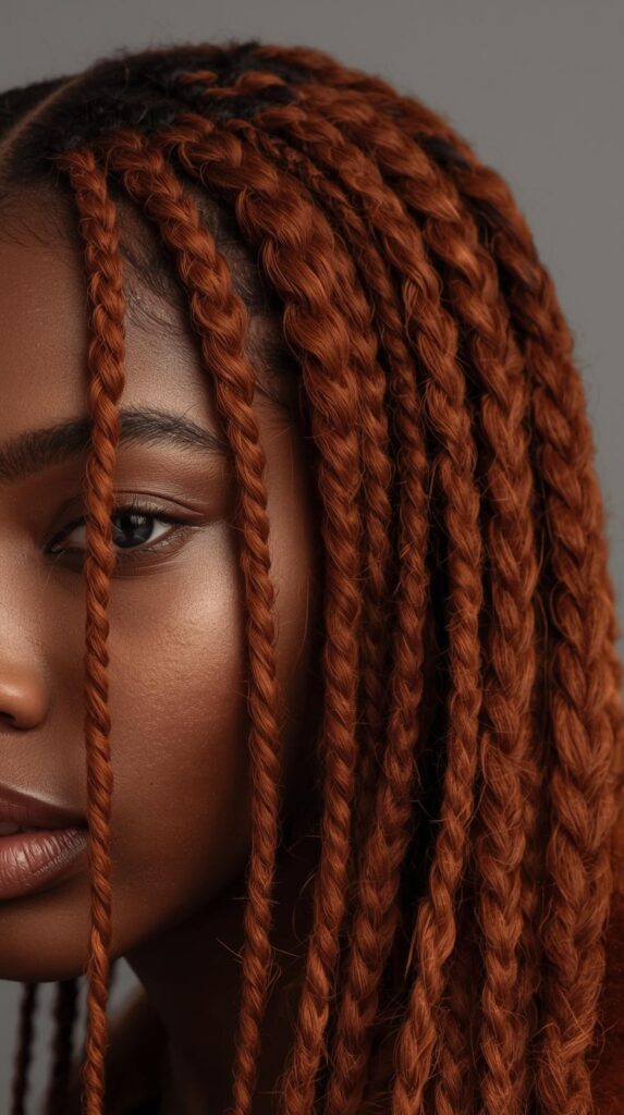 12. Warm Copper or Brown Winter Hair Color with Protective Styling