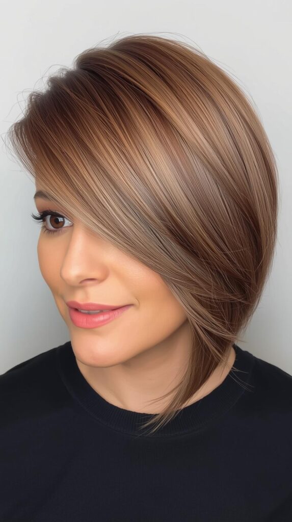 13. Sleek Asymmetrical Pixie With Blended Extensions